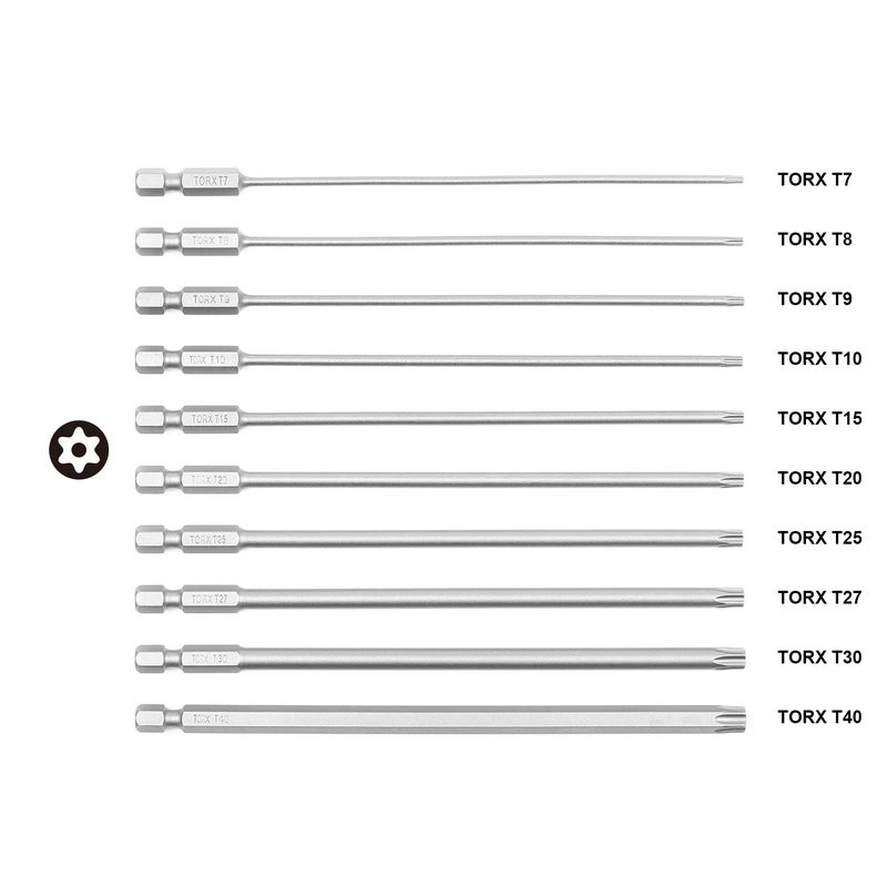 Protorq TORX Tamper Resistant Bits, Security TORX & Star Bits (T7-T40), 150mm, 10-Piece Set, High Grade S2 Steel - Image 2